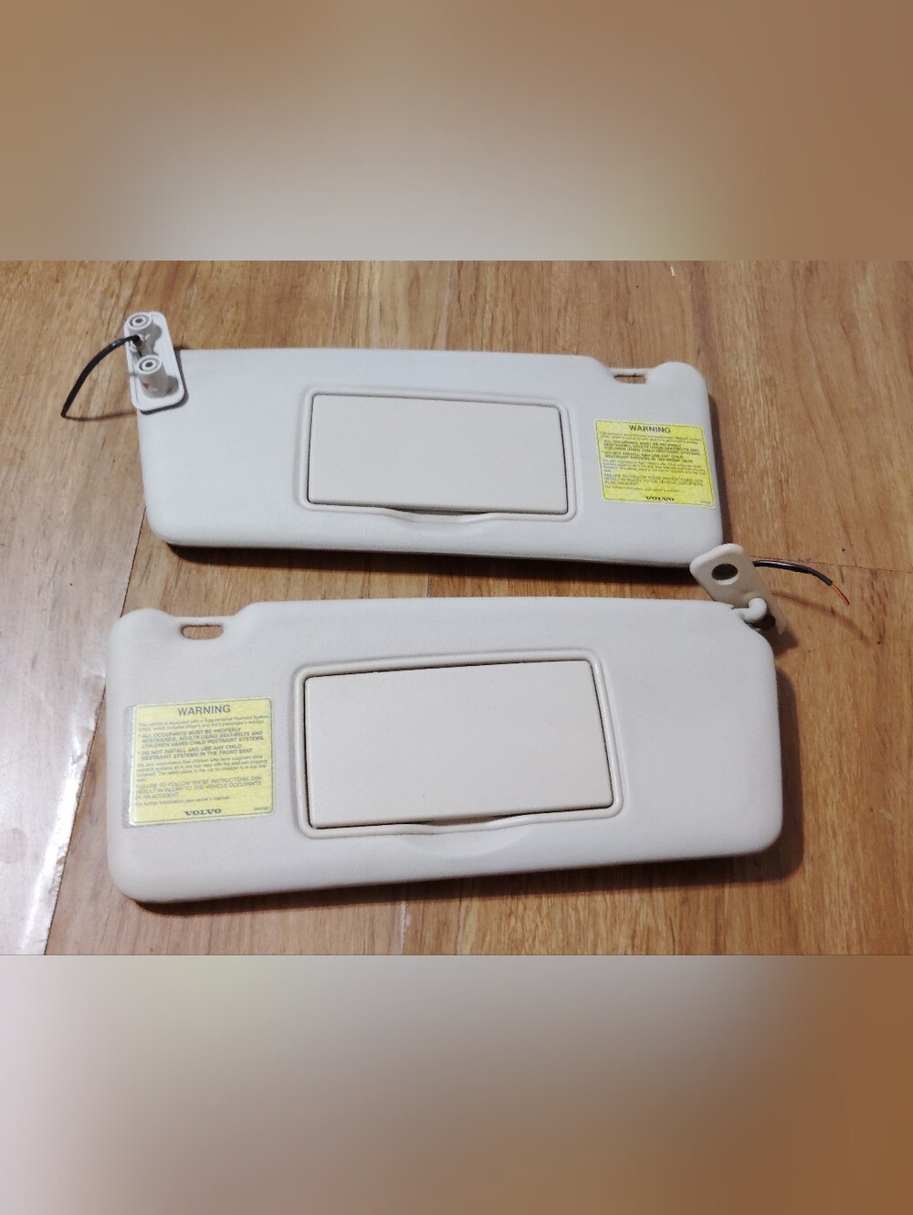 Volvo 940 1991-1995 Sunroof Sun Visor Pair Set Tan Leather OEM